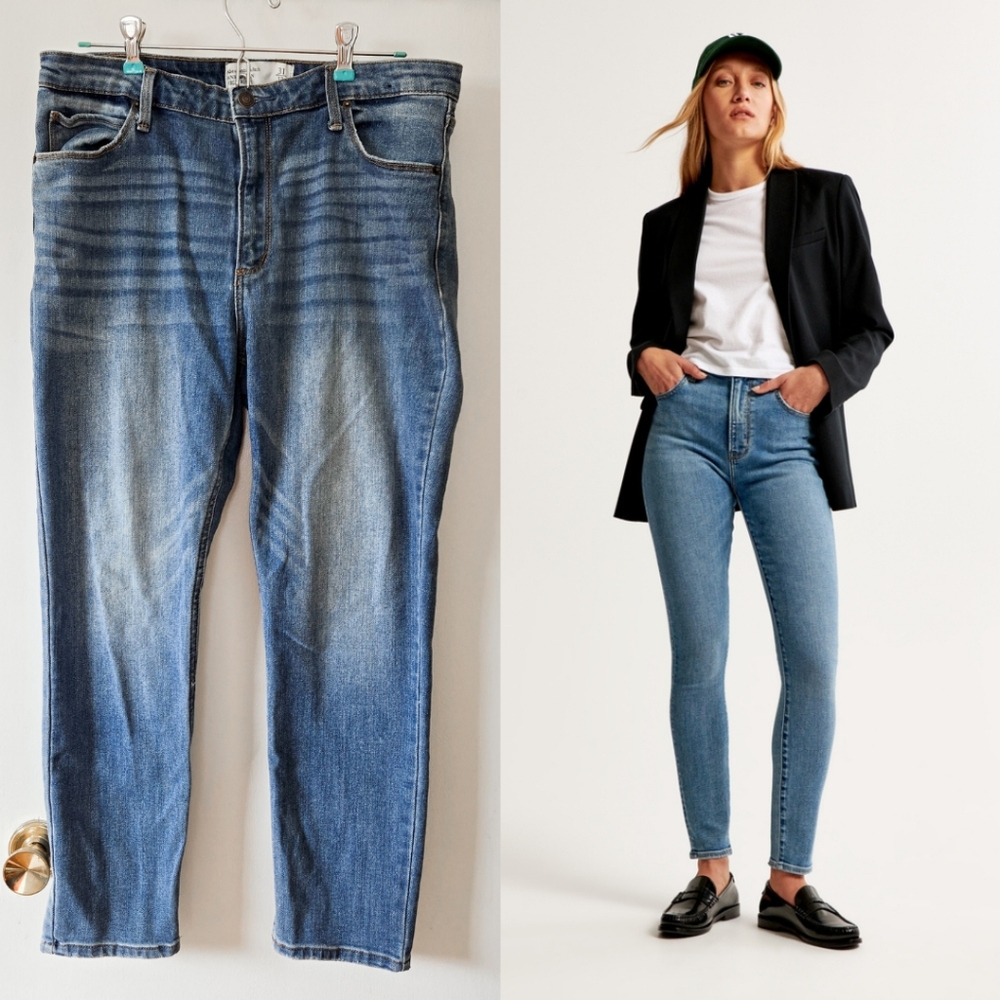 Abercrombie Super Skinny Ankle High Rise Denim Medium Wash Blue Jeans 31 12